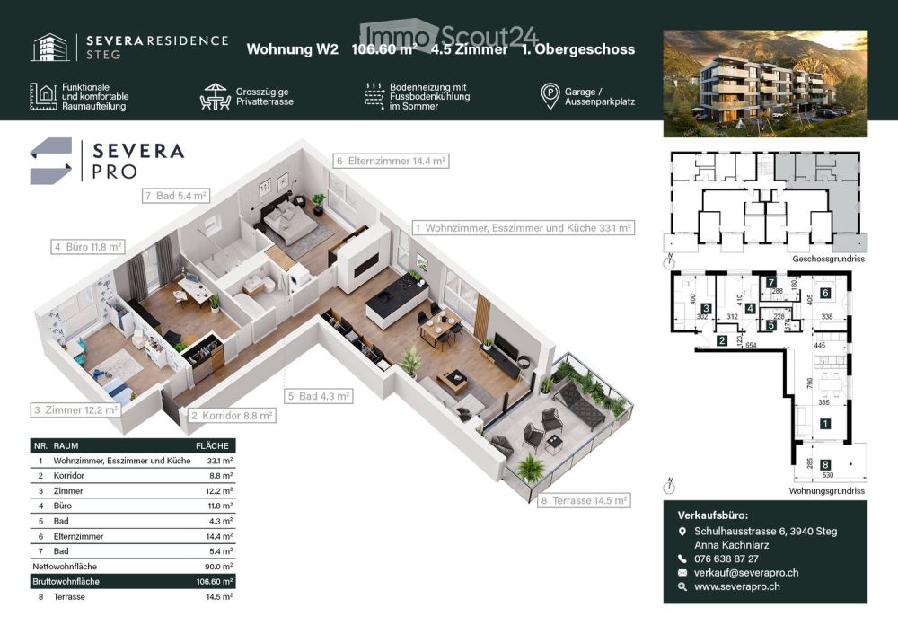 Moderne 4.5-Zimmer-Neubauwohnung in Steg VS – Erstbezug 2027 -  Bild 1