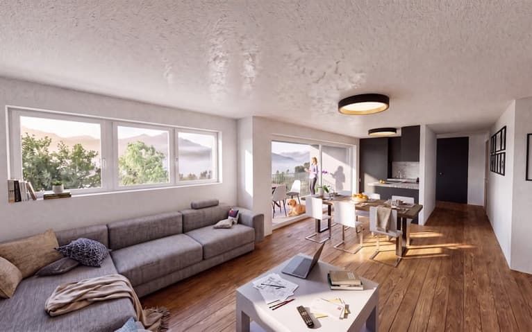 Appartement neuf de 3.5 pièces avec vue et balcon à Réchy -  Bild 3