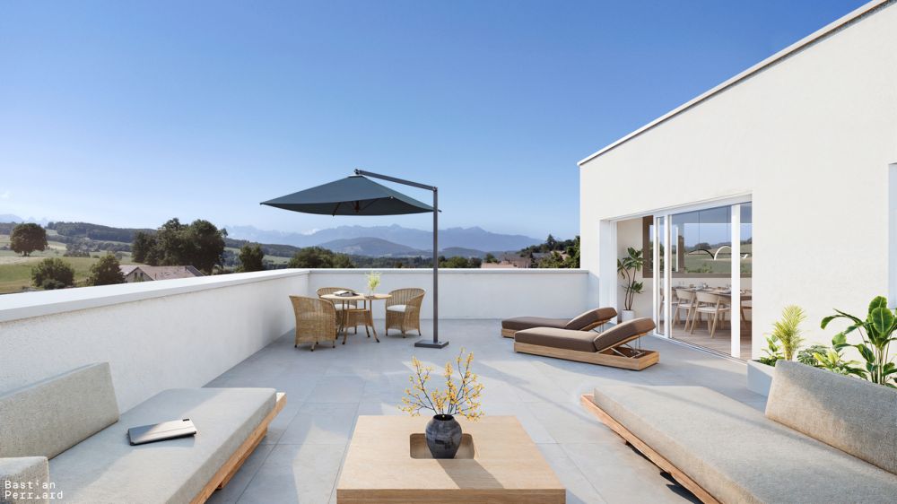 5,5 Zimmer neues Appartement von 131m2, Südost-Terrasse von 95m2, Blick auf die Alpen -  Bild 2