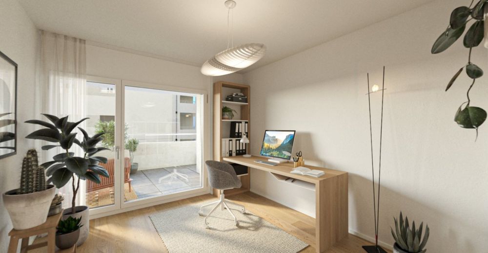 Zeitgemässes Wohnen: Neubauwohnung mit stilvollem Ambiente - Büro