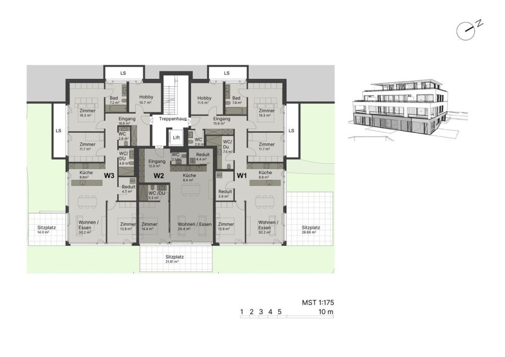 Exklusive 4.5-Zimmer-Eigentumswohnung im EG mit traumhaftem Garten! - Grundriss EG