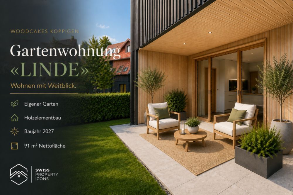 NEUBAU: Gartenwohnung "LINDE" - Traumhafte Neubauwohnungen im Zentrum von Koppigen -  Bild 1
