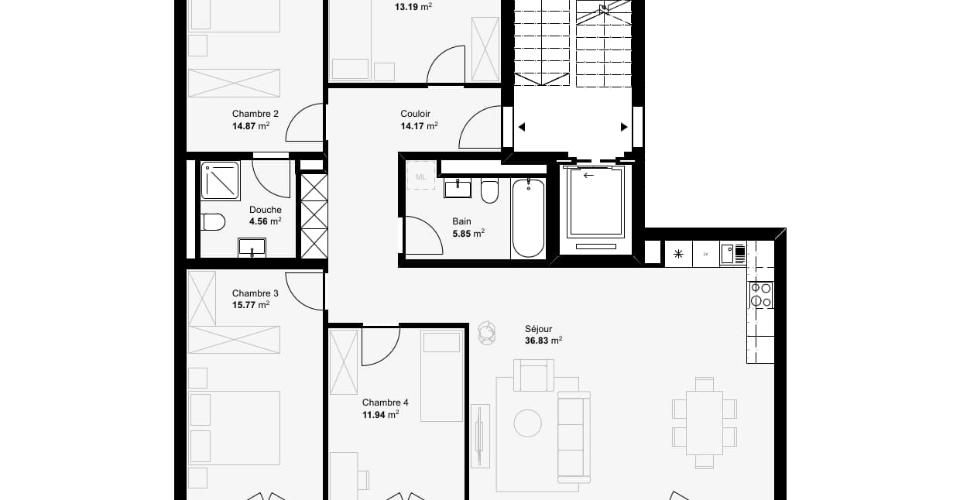 5.5 p avec vaste séjour de 37 m2 - Appartement 5.5 pièces - image - 4