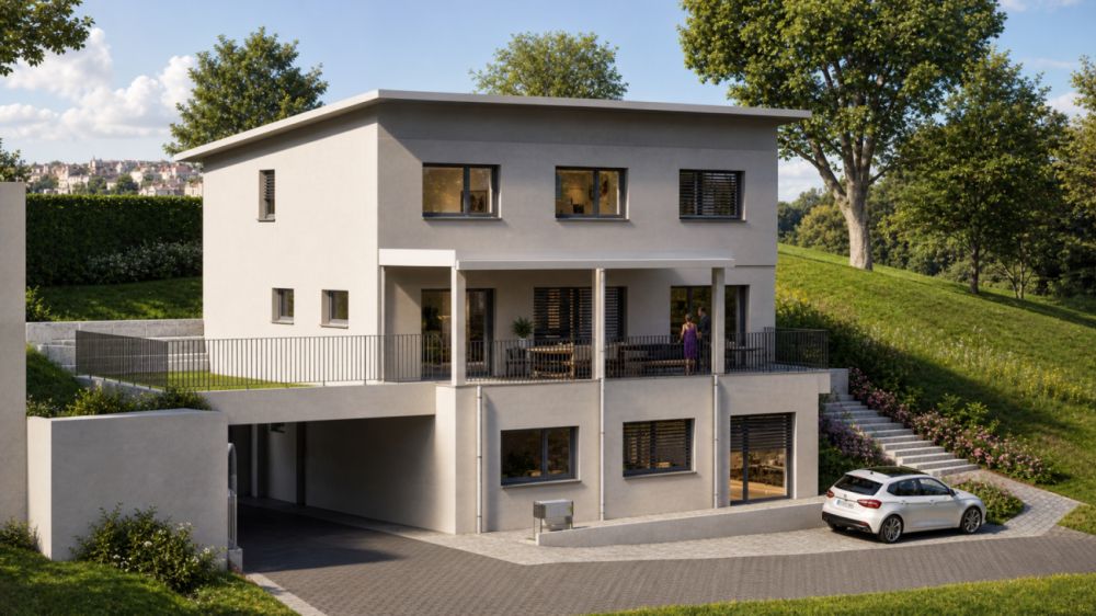 Renditeobjekt oder Generationenhaus Neubau: Modernes 2-Familienhaus in idyllischer Landschaft. -  Bild 3