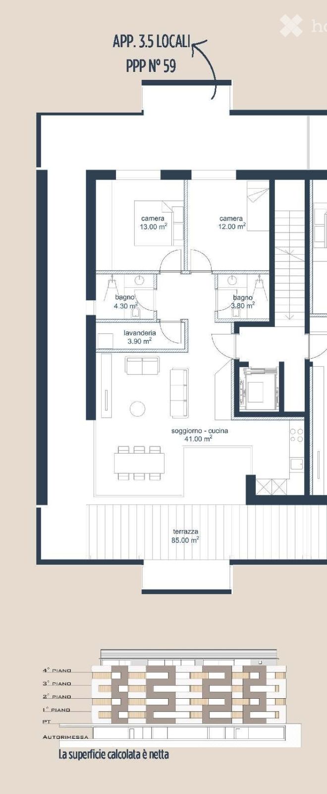 Attico 3.5 locali standing superiore - Bild 7