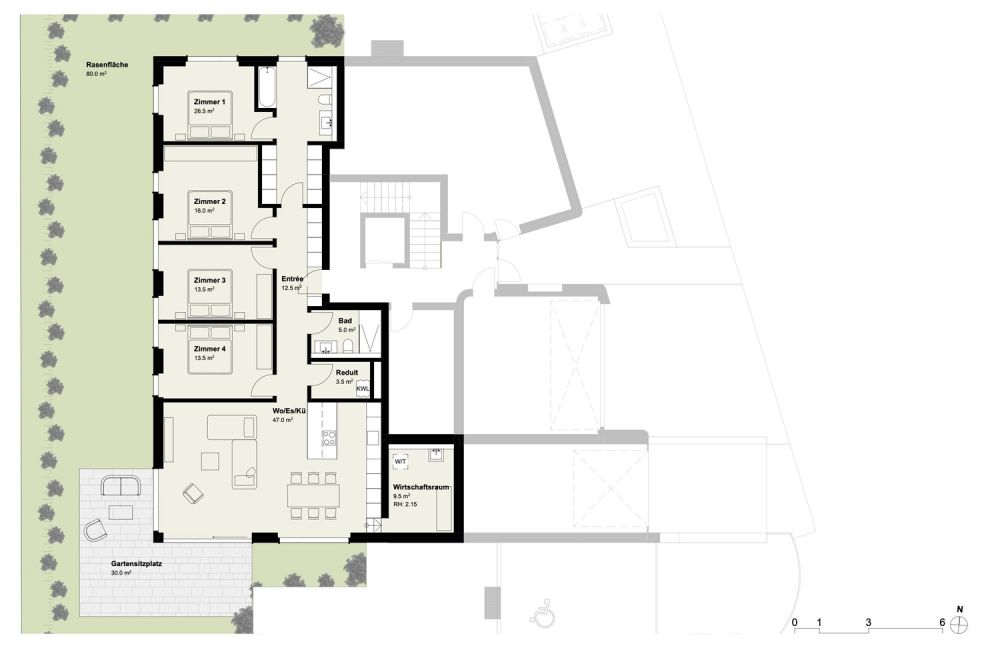5.5 Zi. Neubau-Gartenwohnung 0.A - Grundriss 0.A