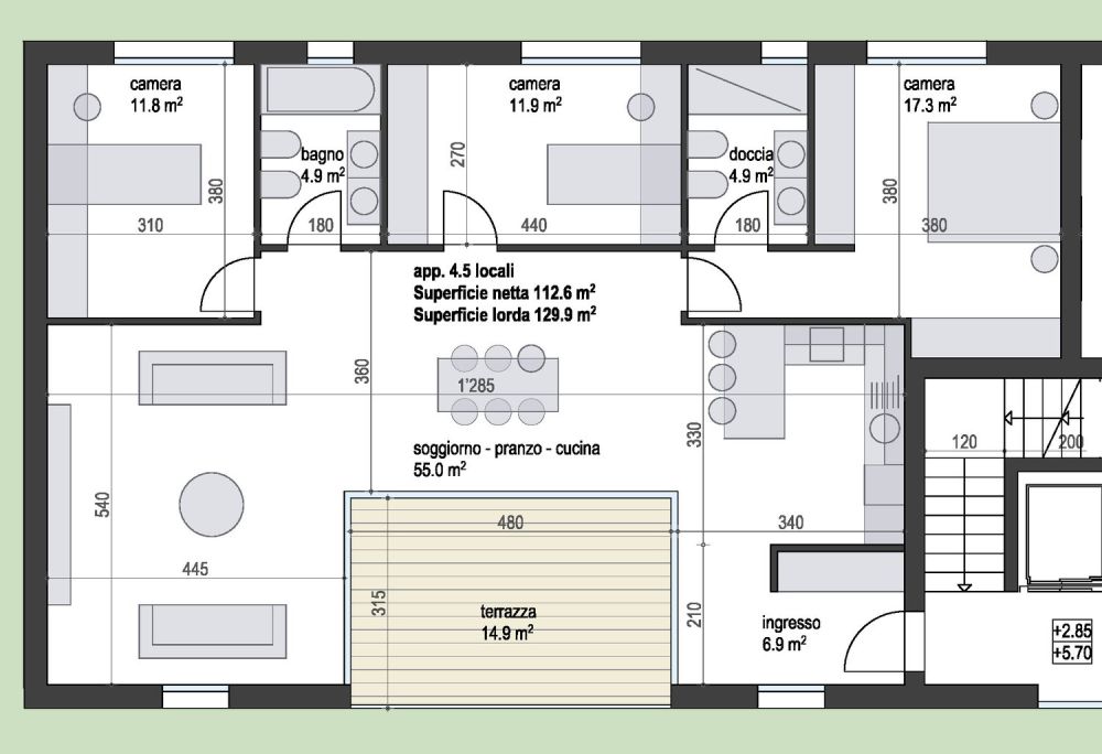 Nuovo appartamento con bella terrazza coperta al piano attico - Bild 10