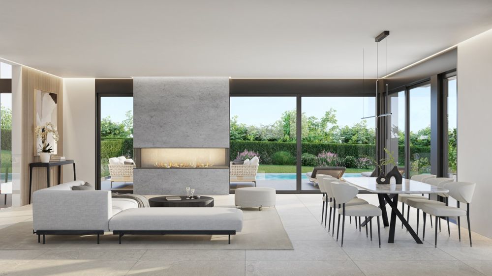 Villas Connétable | Cologny - Salon ouvert sur la terrasse