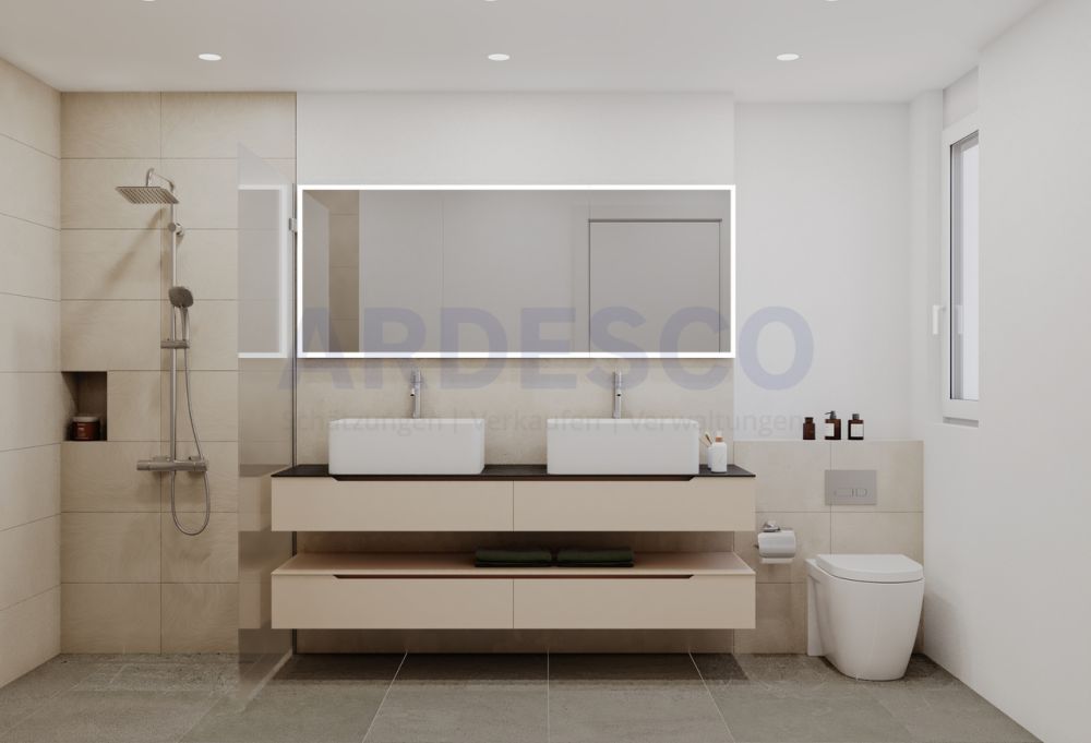 Gartentraum / Ihr neues Zuhause auf Sommer! - Badezimmer mit Dusche, Doppellavabo und WC