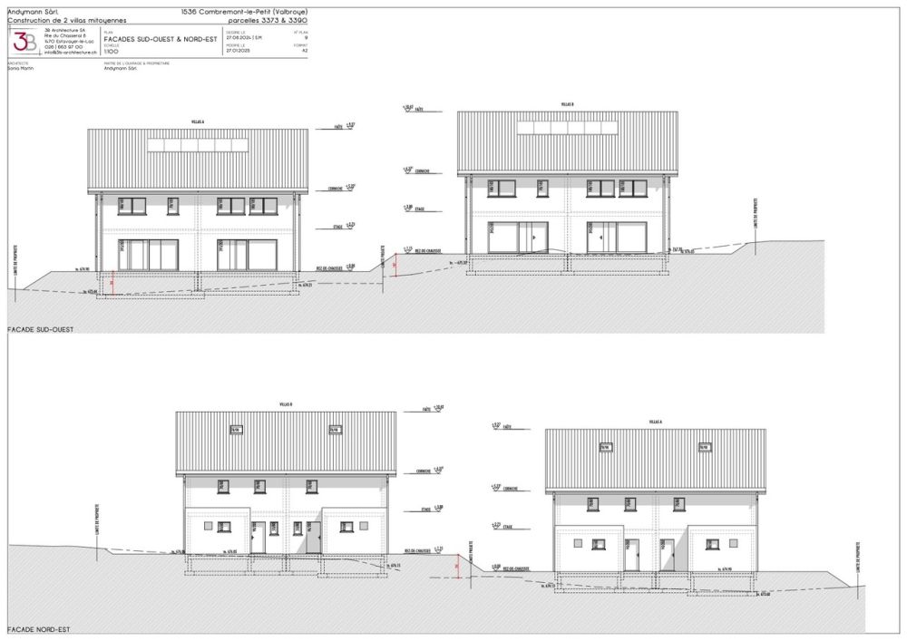 Villa neuve sur plan dans un espace verdoyant - Façades Sud Ouest et Nord Est