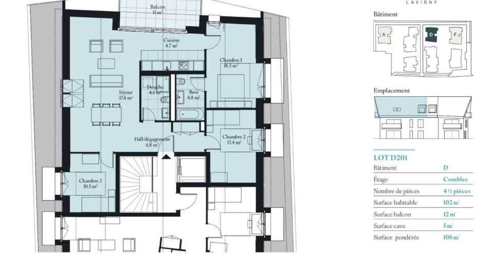 Appartement neuf de 4.5 pièces avec balcon - Attique 4.5 pièces - image - 8