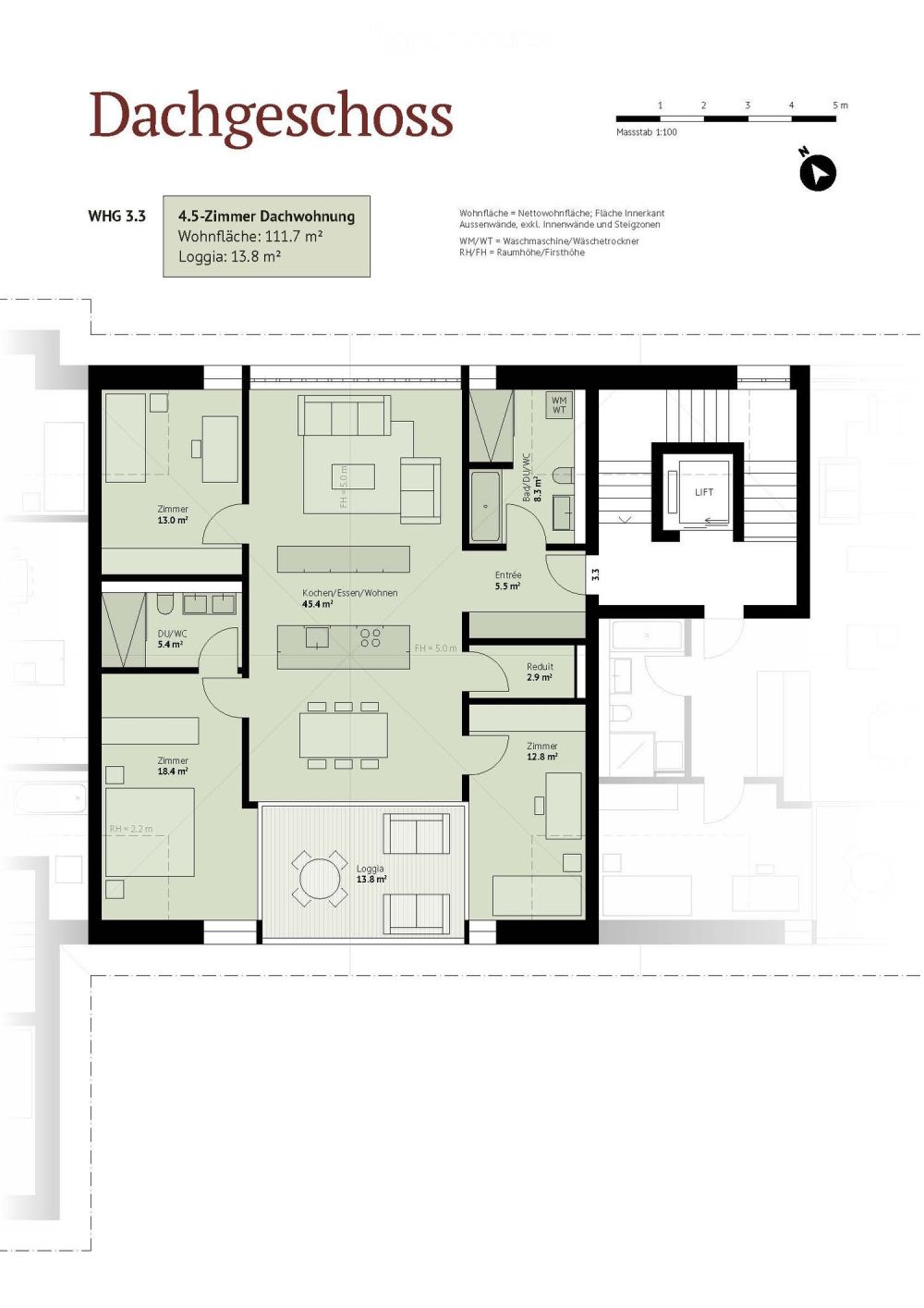 exklusive 4.5-Zimmer-Dachwohnung 3.3 in Speicher "Appenzellerhof" -  Bild 3