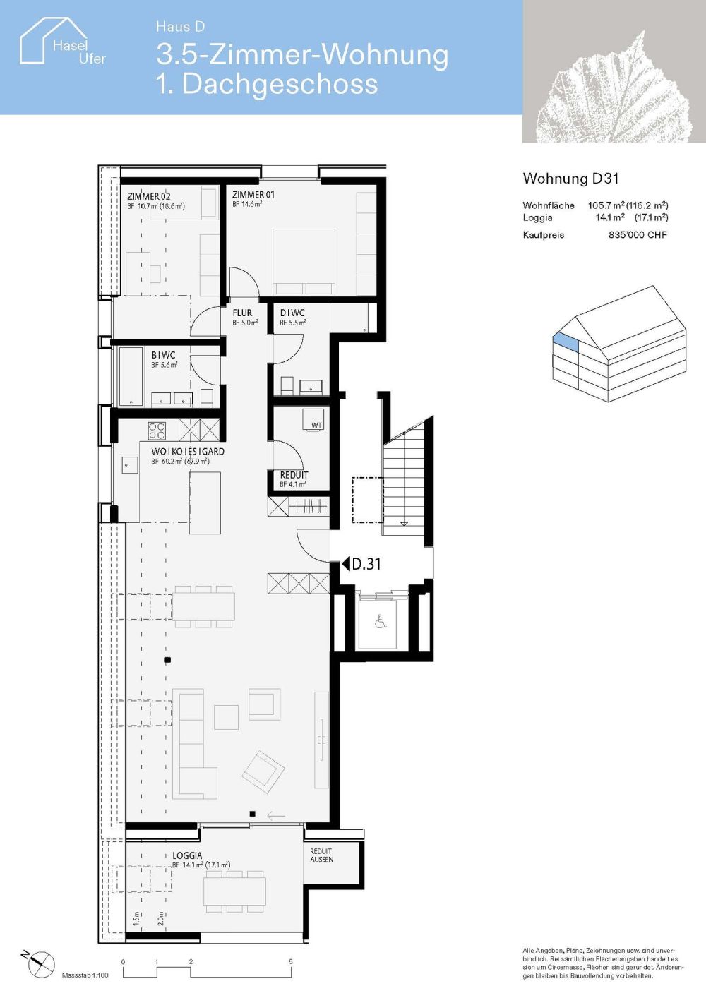 www.hasel-ufer.ch   Wohnung D31 -  Bild 1