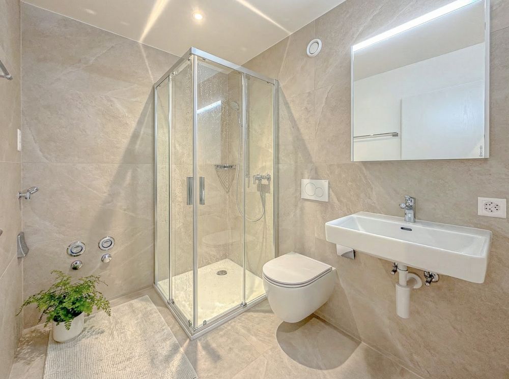 Appt PPE neu von 2,5 Zimmern mit Balkon Campagne Pernod, Los B7 - Salle d'eau avec pré-équipement pour une colonne de lavage (image de synthèse)