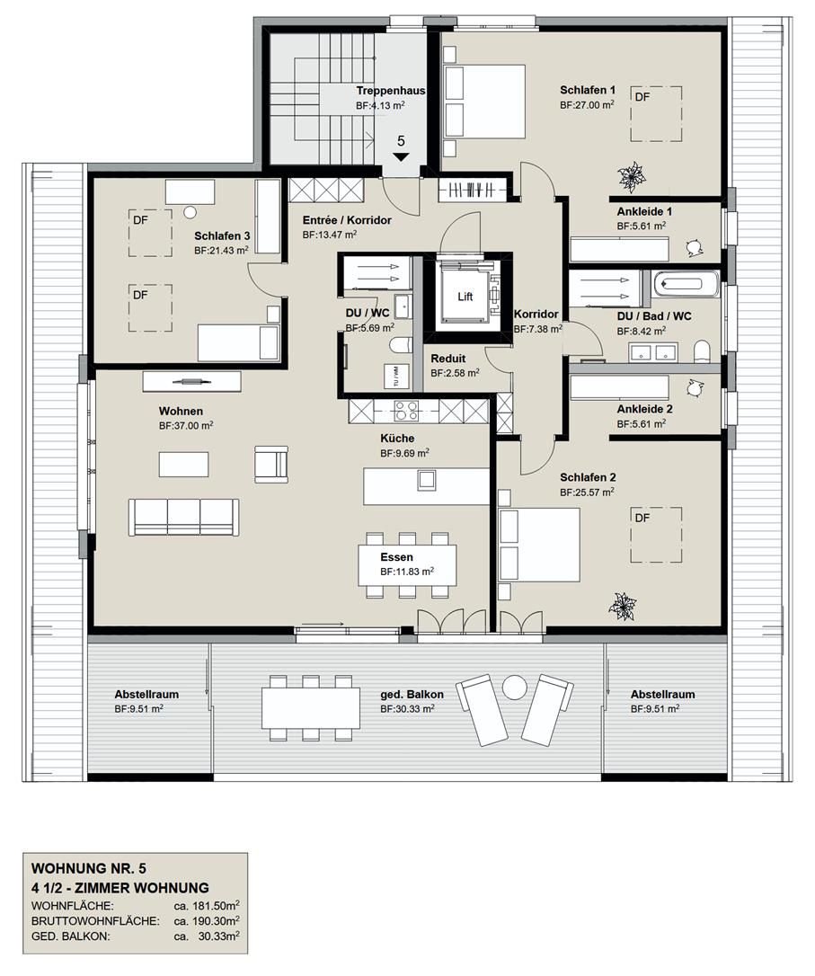 Exklusive 4.5 Zimmer-Dachwohnung - Bild 7