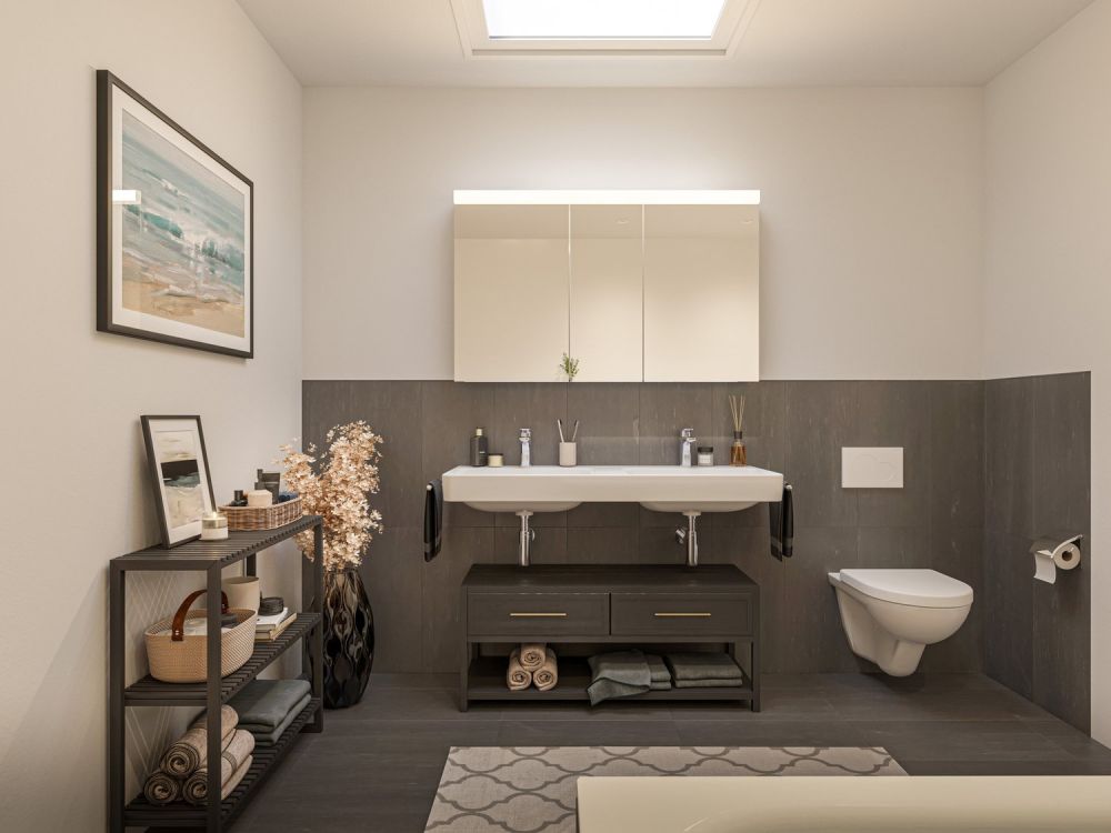 Dachterrassen-Glück: Stilvolle Attikawohnung an sonniger Lage - Bad