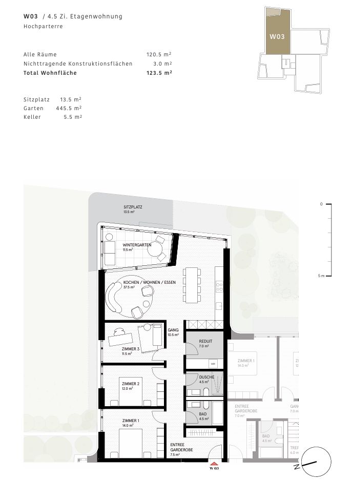 Exklusive 4.5-Zimmer-Gartenwohnung mit weitläufigem Gartenbereich -  Bild 6