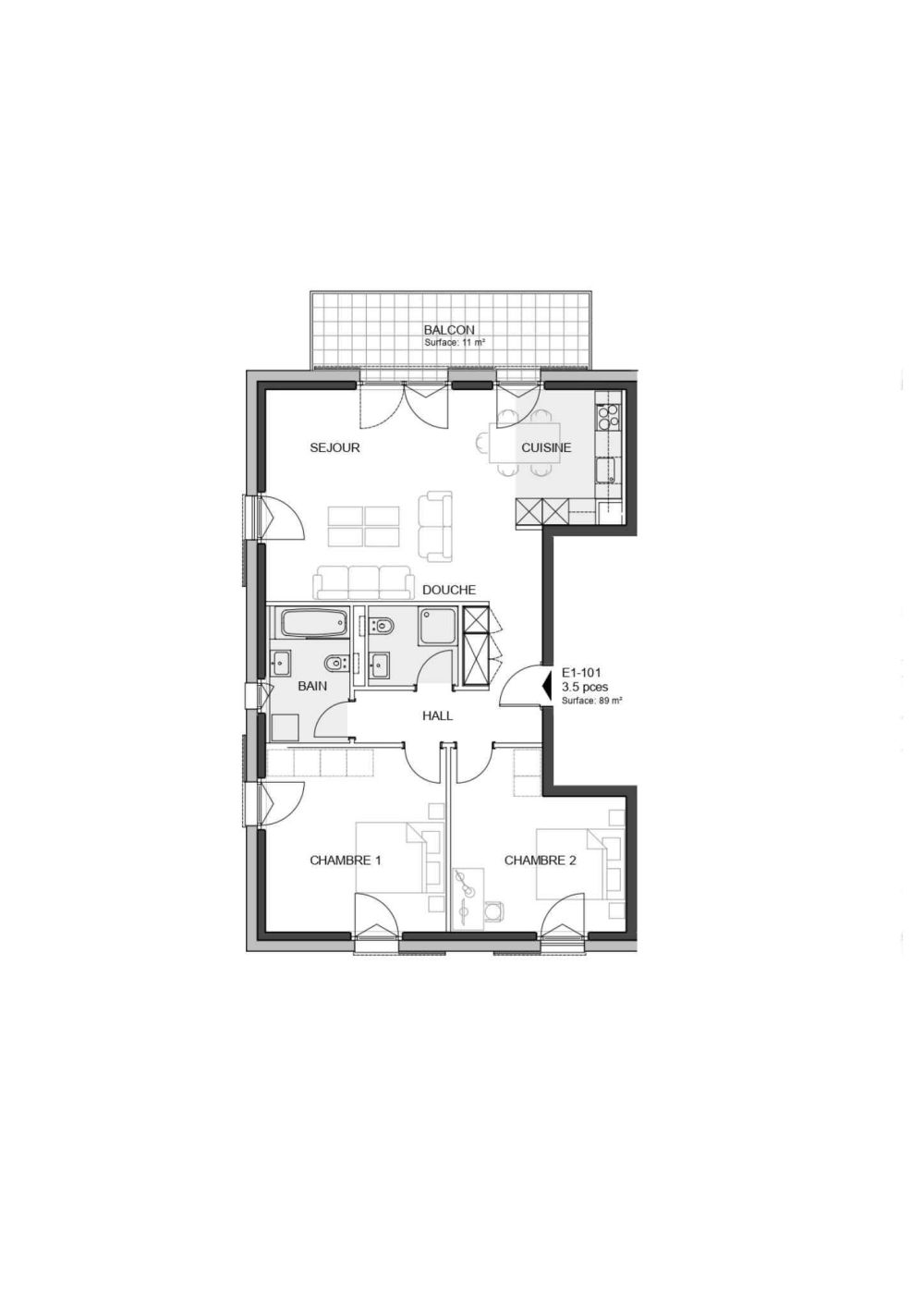 3.5 pièces neuf avec balcon à Denges -  Bild 6