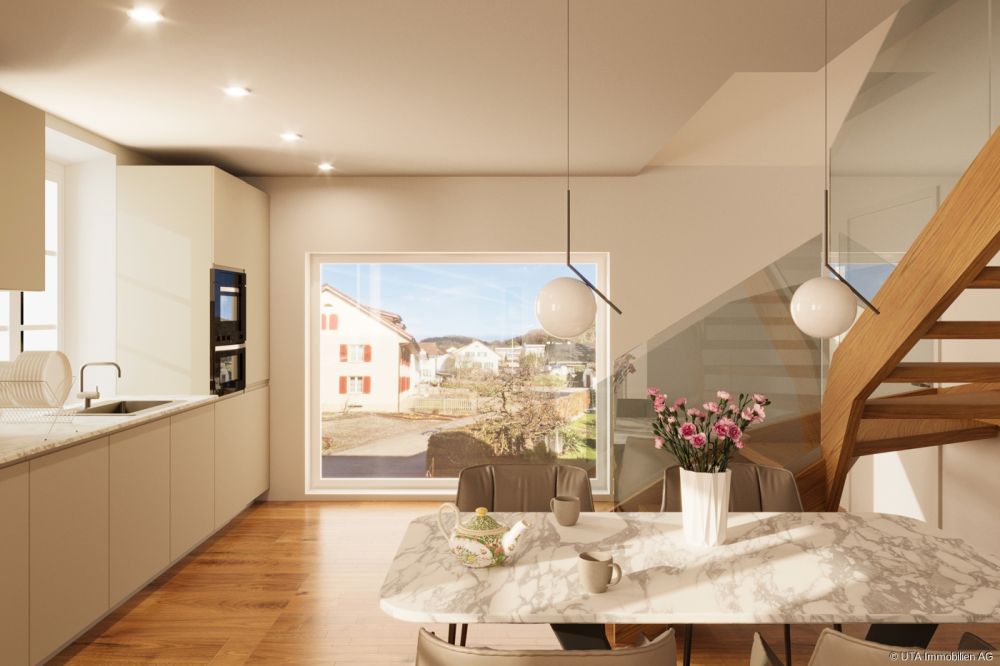 Pintenwirtschaft - neue 3.5-Zimmer-Maisonettewohnung in geschichtsträc - Visualisierung Küche Maisinettewohnung