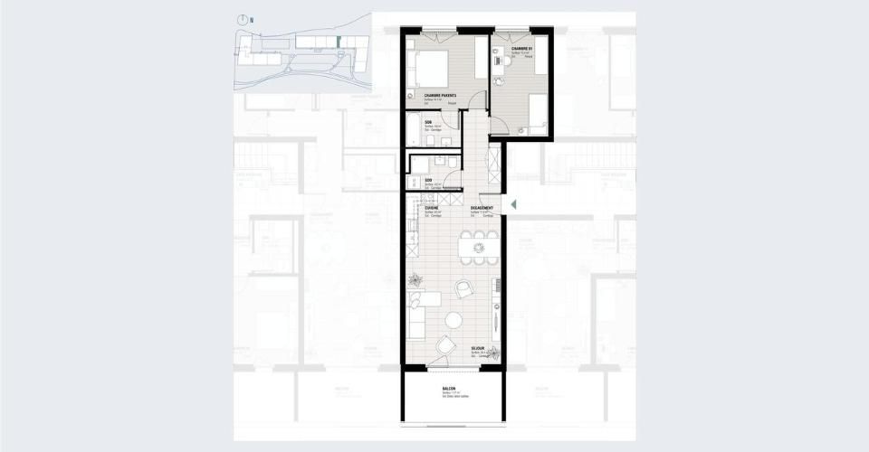 3.5 pièces traversant de 90 m² avec balcon – Châtel-Saint-Denis - Appartement 3.5 pièces - image - 2