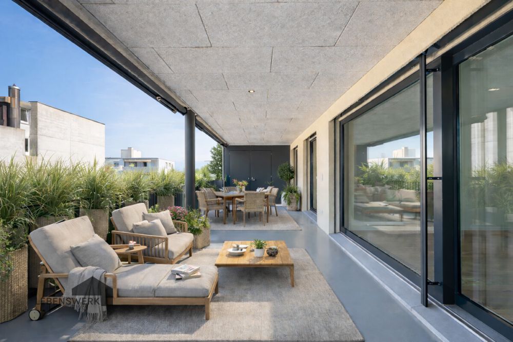 Raumwunder am Wiibärg. Erstbezug in Kreuzlingen TG - Visualisierung. So könnte Ihr Balkon aussehen