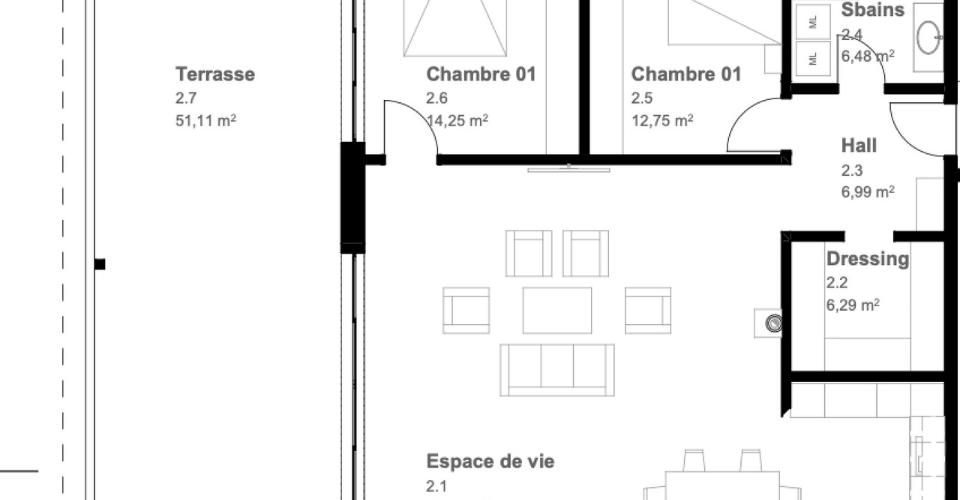 Fétigny, à vendre, attique de 3.5 pièces, 103 m2, terrasse de 51 m2 - Attique 3.5 pièces - image - 3
