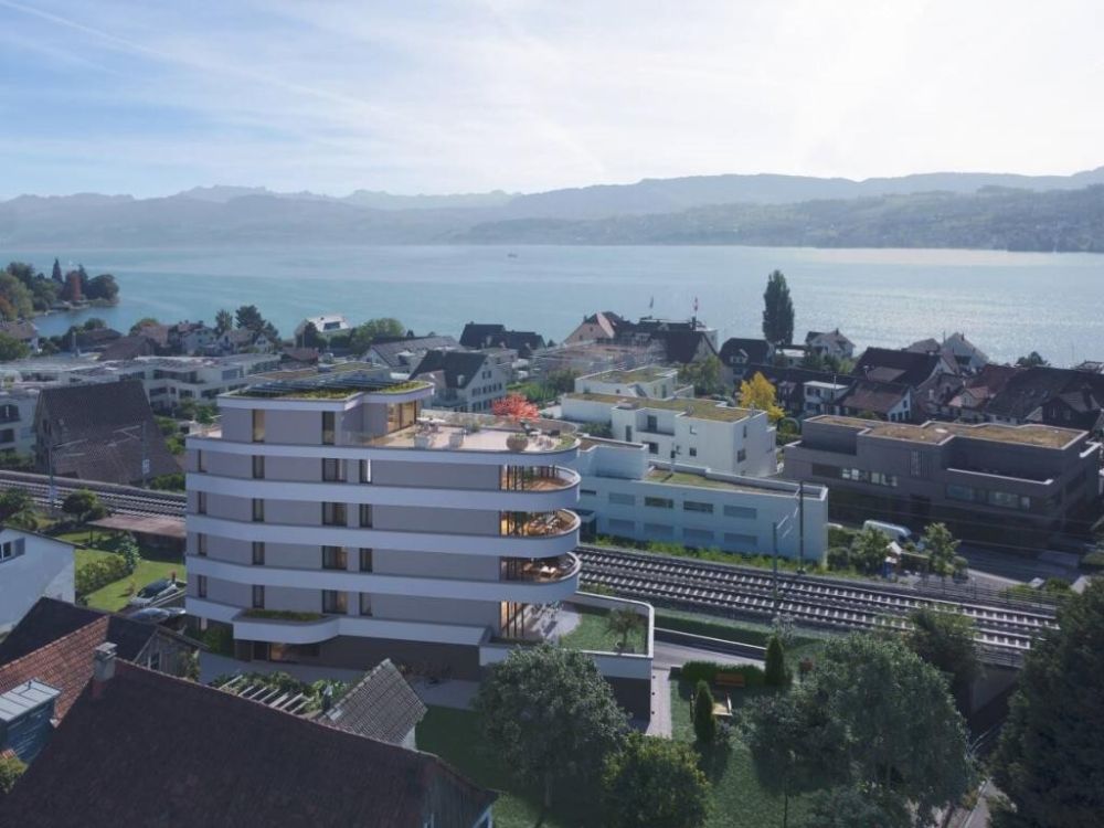 Baufreigabe Erteilt: 4.5/5.5 Zimmerwohnung mit Seesicht und Bergsic... - Ansicht Liegenschaft mit Seesicht
