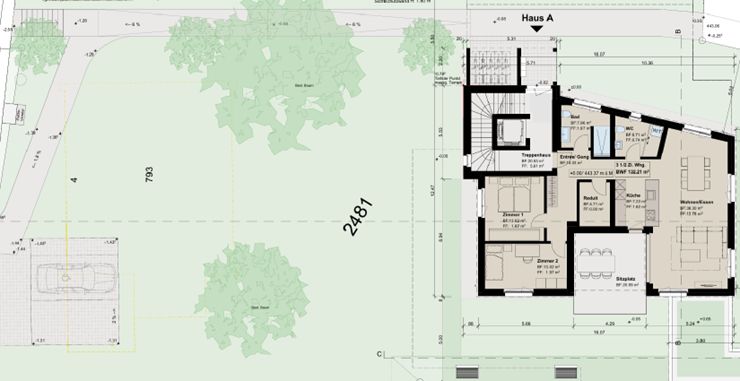 Moderne und grosszügige 3.5-Zimmerwohnung - Neubau Mehrfamilienhaus - Plan Umgebung