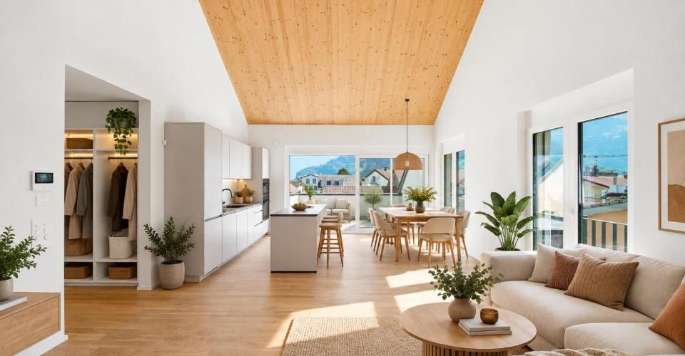 APPARTEMENT NEUF SOUS LES TOITS AVEC VUE PANORAMIQUE SUR LES ALPES - Attique 3.5 pièces - image - 1