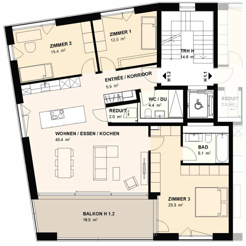 H1.2 I 4,5-Zimmer-Wohnung im 1. OG direkt an der Aare - Bild 5
