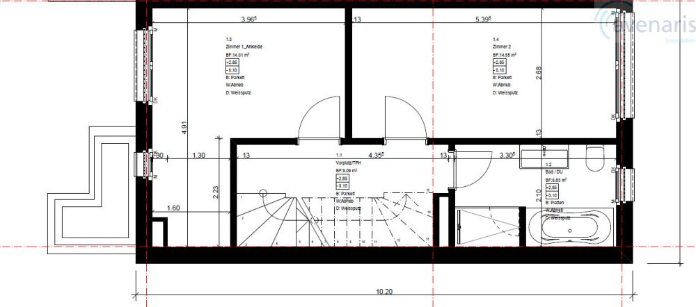 Wohnen mit Qualität in familienfreundlicher Umgebung - Grundriss Obergeschoss Haus A / Floor plan upper floor house A
