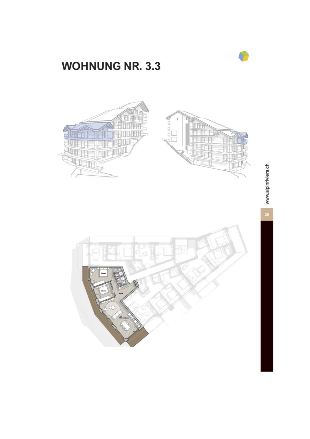 Erstwohnsitz - MFH Escape 3.5 Zimmerwohnung Attika Nr. 3.3 - Whg. 3.3