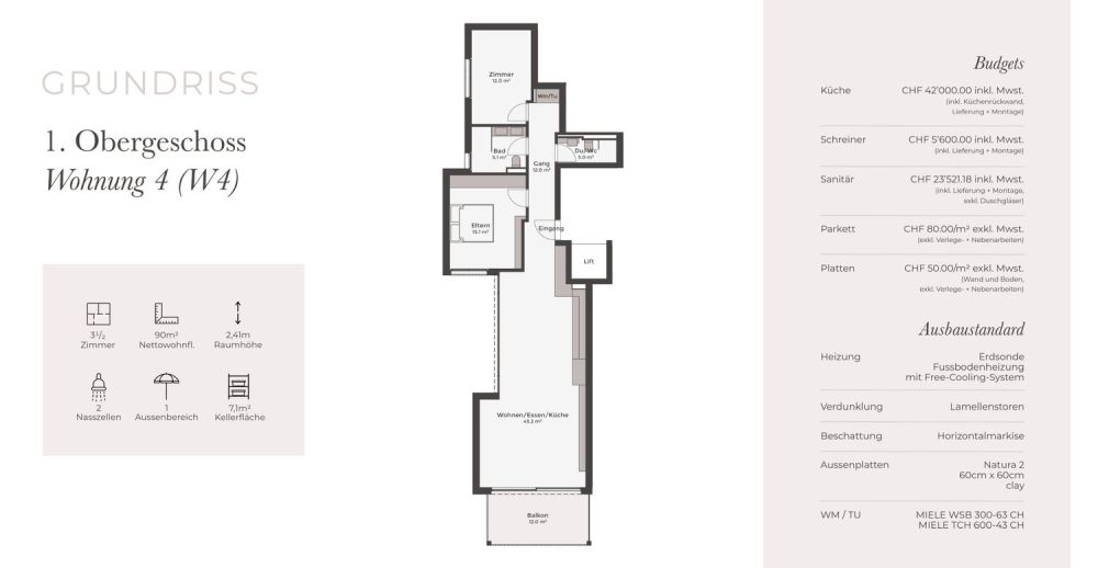 Stylische 3.5-Zimmer-Wohnung mit Balkon – Neubau in Allschwil -  Bild 7