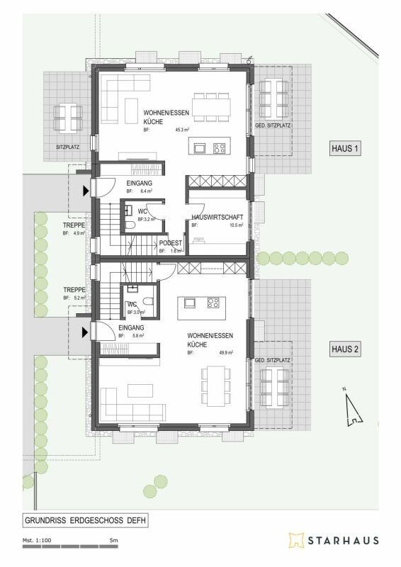 4 1/2-Zimmer Doppeleinfamilienhaus in ländlicher Umgebung - Erdgeschoss