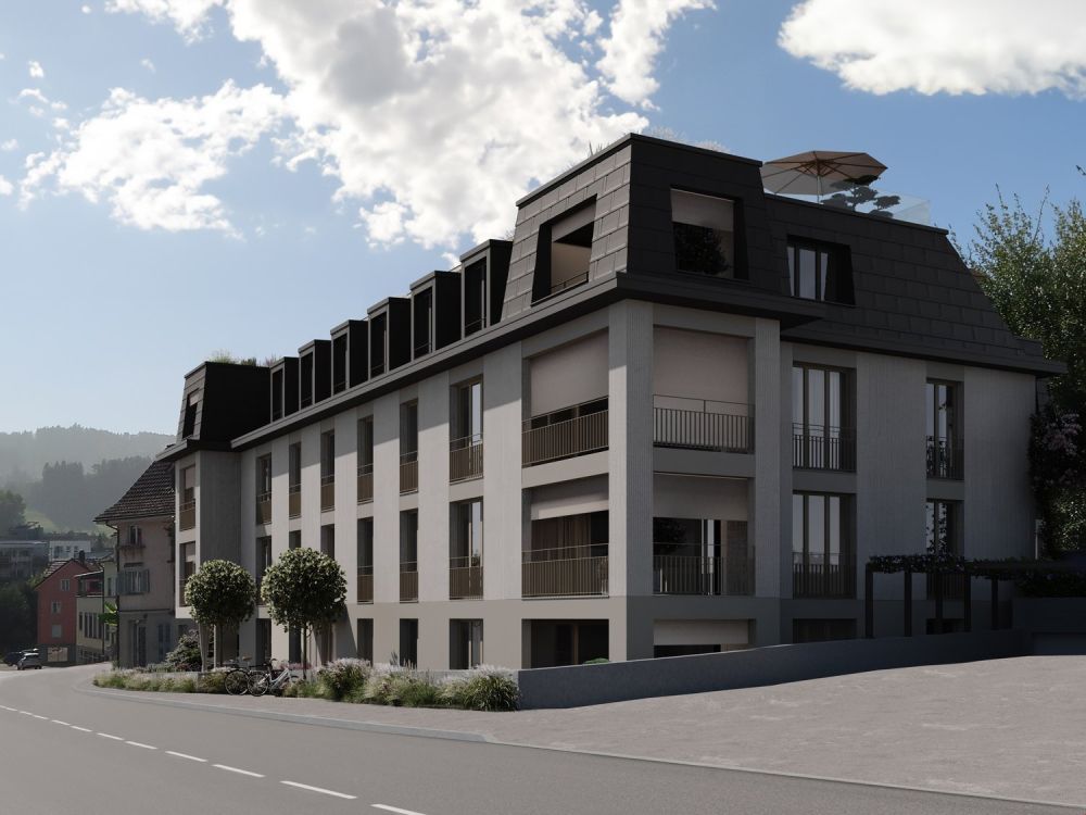 «B27» - Ihr nachhaltiges Domizil mit Stil in Oberuzwil. - «B27» Fassadenansicht