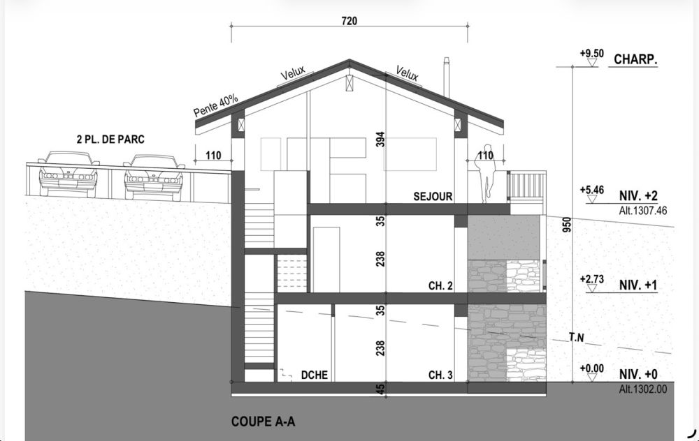 Chalet d'exception avec vue panoramique aux Morands - Coupe A-A