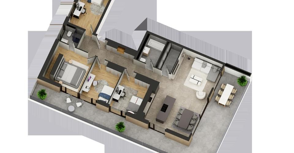 5.5 pièces sur plan, contemporain et lumineux - Appartement 5.5 pièces - image - 3