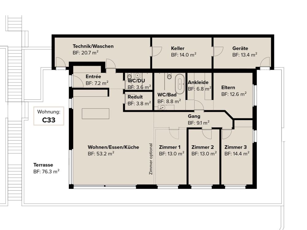 Exklusive 5.5-Zimmer-Terrassenwohnung mit Bergblick in Sattel -  Bild 11