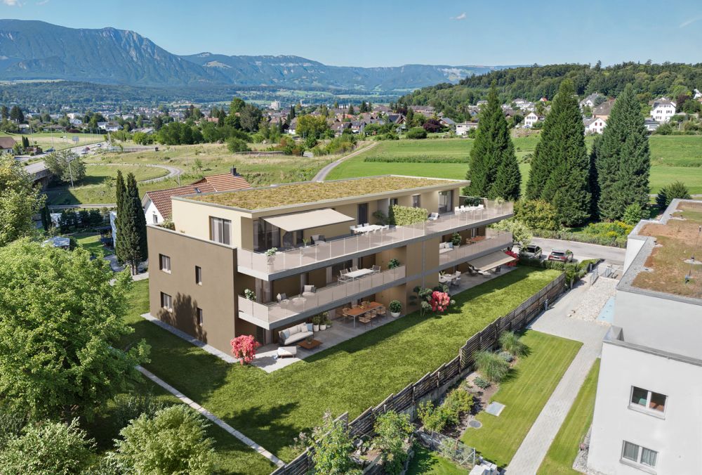 3.5 Z.-Attika-Wohnung (E), 93m2 Netto Wohnfläche, 86m2 Terrasse - Aussenvisualisierung 2