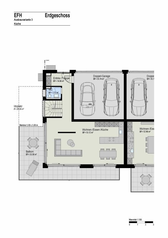 Modernes Eigenheim mit Panorama-Weitsicht ins Grüne und die umliegende Berglandschaft. - Erdgeschoss Variante U-Küche