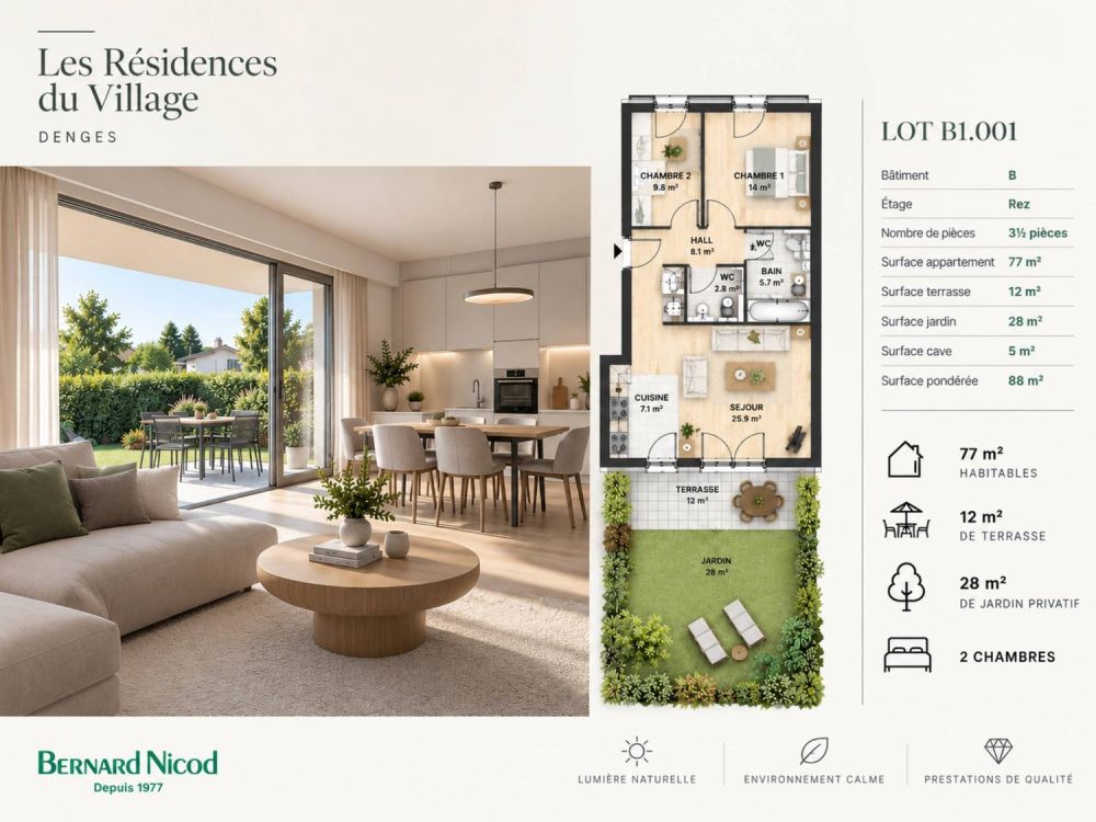 Nouvelle promotion : Appartement de 3,5 pièces en rez-de-chaussée avec jardin -  Bild 1