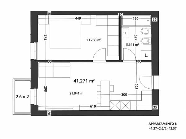 Montagnola: Appartamento 2.5 locali - Planimetria
