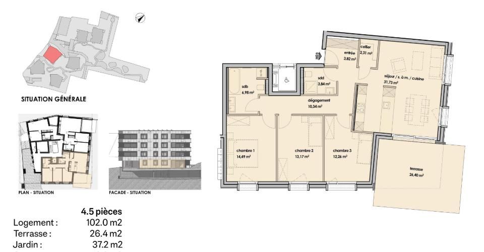 Appartement de 4.5 pièces en rez-de-jardin - Appartement 4.5 pièces - image - 6