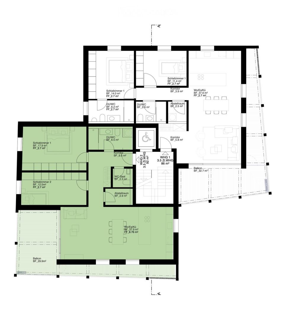 DOMUS - so macht Wohnen Freude!  Wohnung West im 1. Obergeschoss -  Bild 2