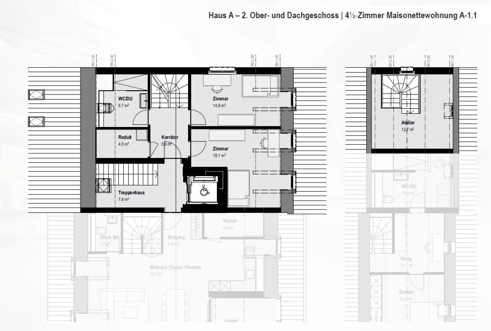 Das "Haus im Haus": 4,5-Zimmer-Wohnung mit Loggia und zusätzlichem Atelier ! A-1.1 -  Bild 11