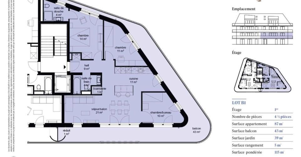 Appartement NEUF de 4.5 pièces au 1er étage avec spacieux balcon et jardin privatif - Appartement 4.5 pièces - image - 2