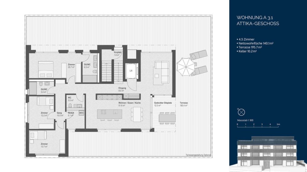 4½-Zimmer-Attikawohnung - mit Seesicht und grosser Terrasse - Bild 7