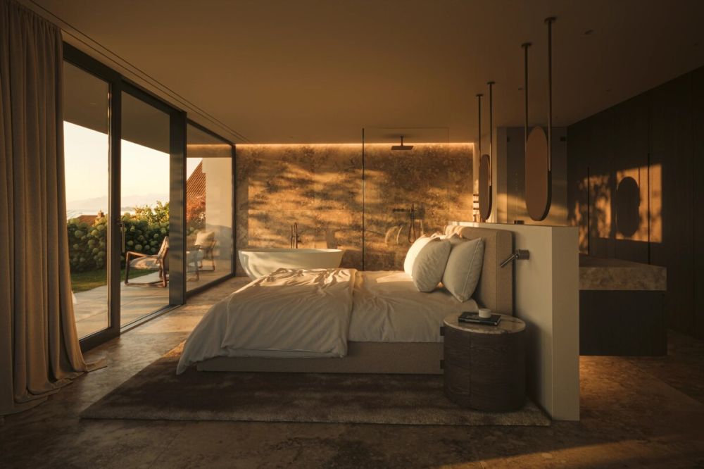 ICONIC Lux: Luxuriöse Neubauresidenz mit Seesicht in Oberrieden - Visualisierung Masterbedroom
