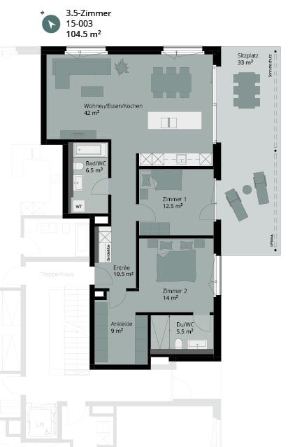 Wohnen mit Qualität - grosszügige 3.5-Zimmerwohnung mit weitläufigem Garten - Bild 8