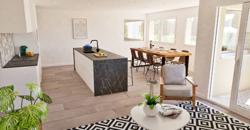 Magnifique appartement neuf de 4½ au rez supérieur avec 2 balcons, jardin privatif et vue dégagée - Appartement 4.5 pièces - image - 3